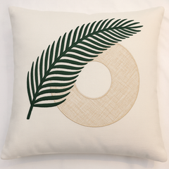 Palm Breeze Embroidery and Linen Application Cushion Cover 45x45
