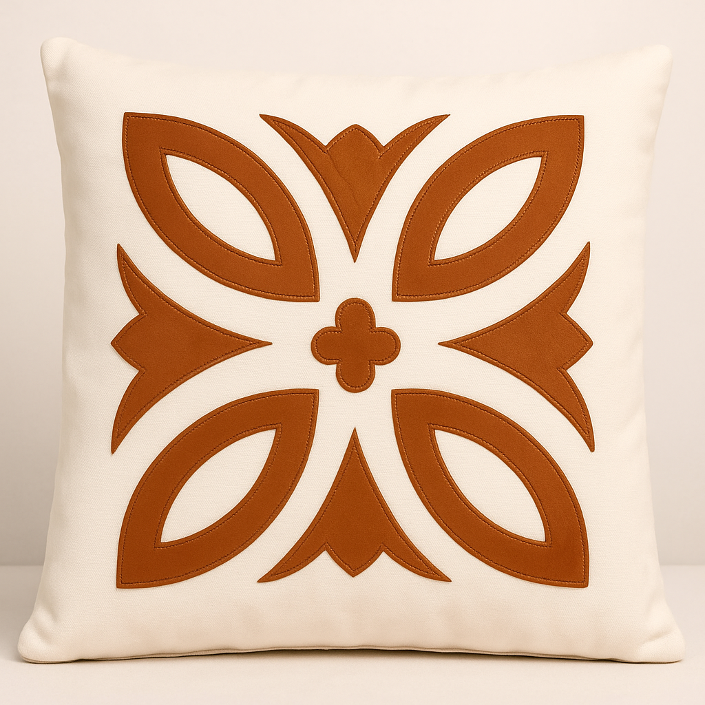 Évora Decorative Cushion Cover | Terracotta Appliqué | 45x45cm