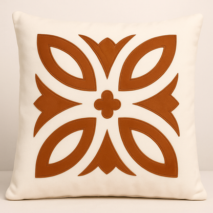 Évora Decorative Cushion Cover | Terracotta Appliqué | 45x45cm